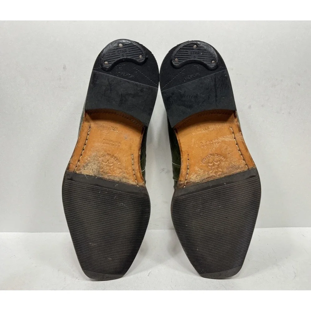 Dolce Vita Made in Italy Green Ostrich Handmade Dress Shoe Men's Size 10.5‎